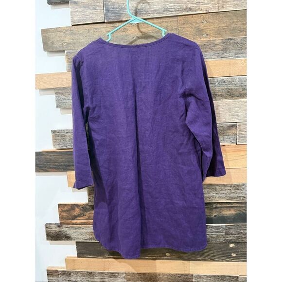 Flax NWOT purple linen top blouse tunic boho relaxed fit size Small - Picture 3 of 8